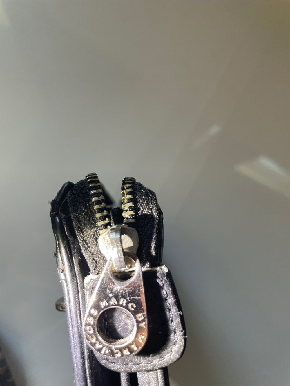 Marc Jacobs Black Leather Zip Wallet with Turn-Lock Accents - Flaws Present - Picture 7 of 12